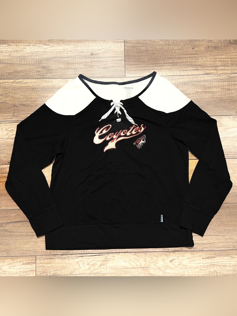 Reebok Phoenix Coyotes Retro Vintage Hockey Tie Front Sweatshirt Womens XL